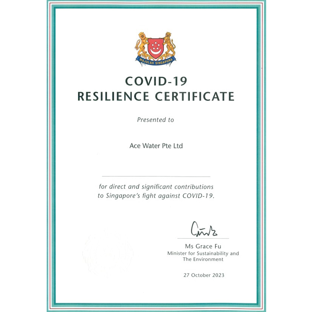 Covid 19 Resilience Certificate